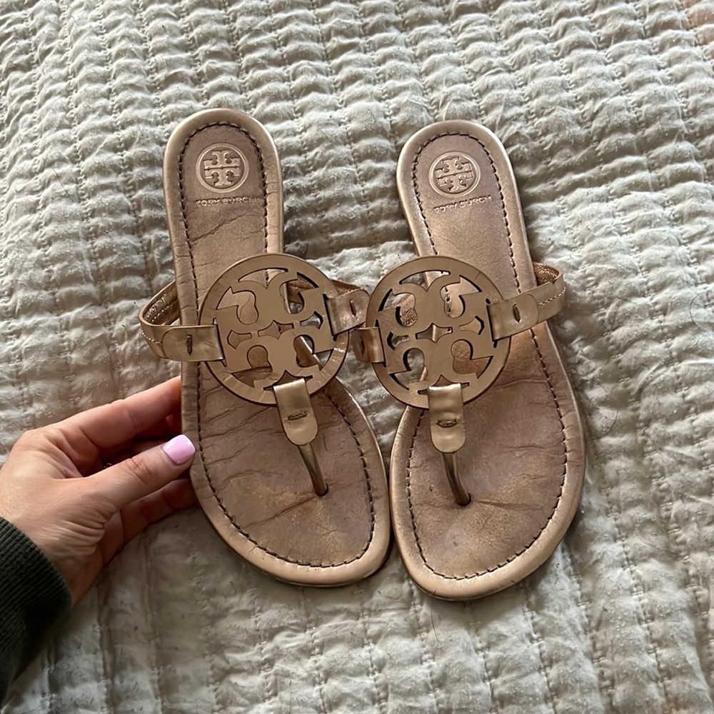 Rose gold Tory Burch Miller sandal